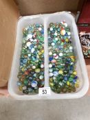 A large quantity of glass marbles