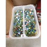 A large quantity of glass marbles