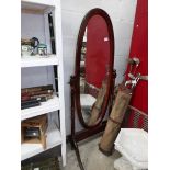 A mahogany cheval mirror