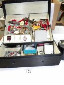 A jewellery box and mixed lot of costume jewellery