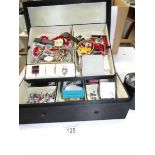 A jewellery box and mixed lot of costume jewellery