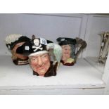 3 large Royal Doulton character jugs