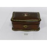 A 19th century French mahogany ormolu mounted jewellery box with painted lady plaque signed Ribo