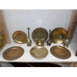 A mixed lot of Oriental brass ware