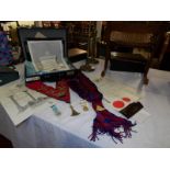 A case of Masonic items including jewels