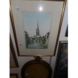A watercolour 'Lincoln Cathedral from the High Street' signed Barry Davis