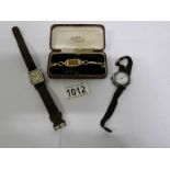 3 vintage wristwatches including 1 9ct gold,