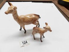 A Beswick doe and fawn,