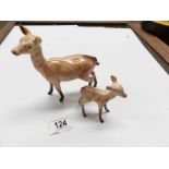 A Beswick doe and fawn,