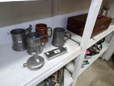 2 hip flasks and 4 tankards