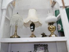 3 table lamps including oil lamp style