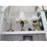 3 table lamps including oil lamp style