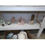 A mixed lot of bisque figures including spill vase,