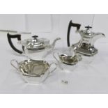 A 4 piece silver tea service, hall marked Sheffiled 1922/23, maker EV, total weight approx.