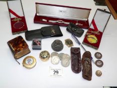 A mixed lot including watch, pill boxes,