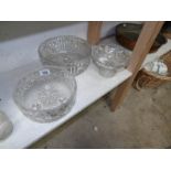 2 cut glass bowls and one other