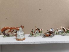 5 items of hunting related Booth Derby pottery