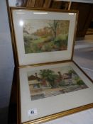 2 framed and glazed watercolour signed F R Hodson and dated 1940 and 1944