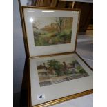 2 framed and glazed watercolour signed F R Hodson and dated 1940 and 1944