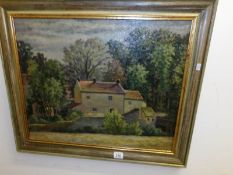 An oilon board of the artist's house 'Ambleside' signed and dated A H Pyne, 1948, image 61 x 50cm,