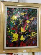 An original oil on board abstract painting entitled 1812 oveture 1991 by Dorothy Lee Roberts,