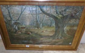 A framed and glazed watercolour 'At Rest, Burnham Woods' signed and dated William Luker R A 1881,
