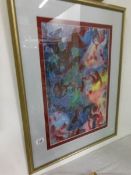 A framed and glazed abstract water colour painting by Dorothy Lee Roberts, image 54 x 36cm,