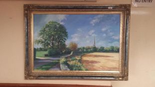 A framed oil on canvas 'Claythorpe' Signed John Clark image 90cm x 60cm
