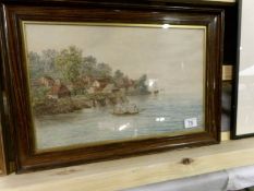 A framed and glazed watercolour seascape signed Leonard Lewis 1891, image 45 x 28cm,