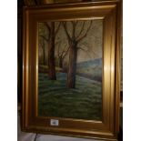 A framed oil on canvas country scene signed F M Farey 1921, image 44.