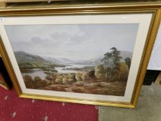 A large gilt framed and glazed country scene, print 'Glen Afric' by Wendy Reeves image 90 x 60,