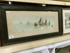 A framed and glazed watercolour depicting fishing boat, signed D M Robinson 1919, image 49.