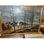 A gilt framed oil on canvas signed S Duhart, image 69 x 50cm,