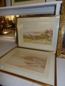 A pair of framed and glazed coastal watercolours signed Alfred Miller, images 39 x 25cm,