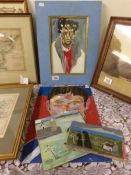 4 modern abstract oils on board Irish paitnings including portrait of Brian Maguire