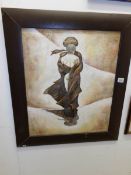 A framed oil painting 'Arabic Embrace' signed but indistinct, image 60 x 50cm,