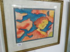 A framed and glazed watercolour abstract painting signed Dorothy Glen Doepel 1990 Lee Roberts,