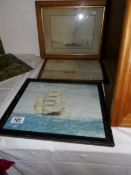 3 framed and glazed ship related watercolours,