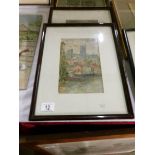 2 framed and glazed watercolours of Lincoln (some foxing) and one other