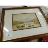 A framed and glazed watercolour, lake and mountains, signed R Lleyder, image 23.