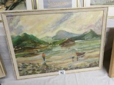 An oil on board 'Ballingkelligs Bay, Northern Ireland' signed E M Staples, 1976, image 50 x 35cm,