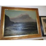 An oil on canvas seascape, 19th century, signed but indistinct image 75 x 57cm,