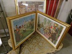 3 framed and glazed signed prints (various artists)