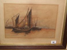 A framed and glazed watercolour nautical scene signed H Hall, image 37.