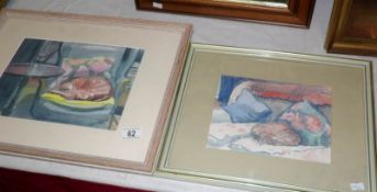 2 framed watercolours by Gertrude Franklin White,