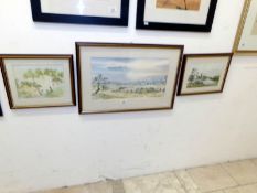 3 framed and glazed watercolours 'Quiet Waters',