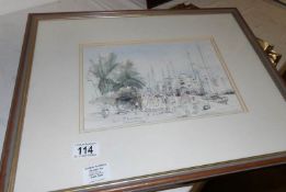 A framed and glazed continental watercolour signed J Booth 15/9/94, image 28 x 20cm,