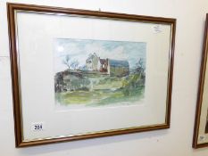 An impressionist landscape watercolour by Slade school artist Margaret Hubbard including 3