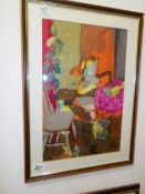 A mixed media collage study by Michael Kinniard, signed and dated 1977, image 45 x 30,