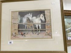 A framed and glazed watercolour 'Collective Friends' by Debbi Johnson, image 29 x 21cm,